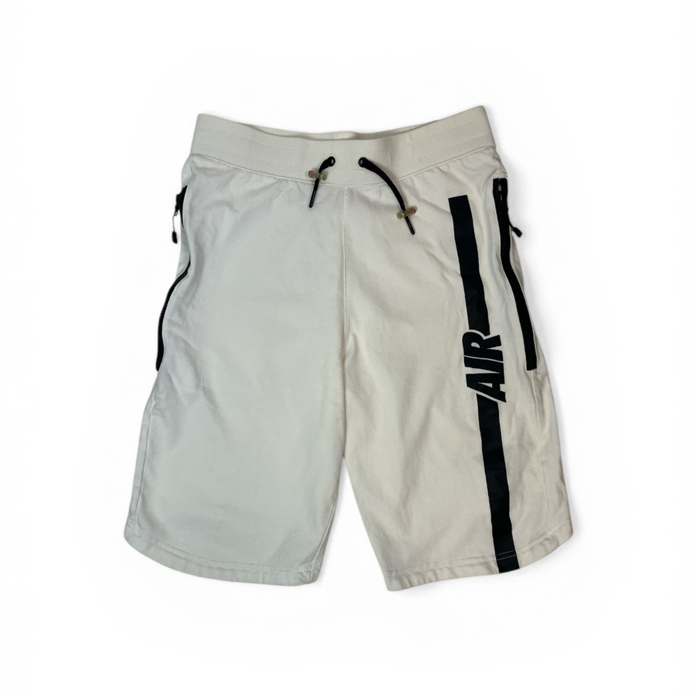 Nike Men’s Athletic Shorts White Black Logo Zip Pockets Drawstring‎ Size S